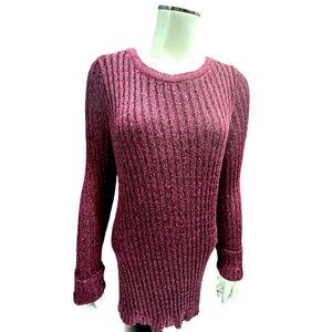 Apt 9 Medium Burgundy Metallic Ribbed Tunic Sweater Glamcore Holiday Sparkle Chi